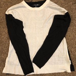 white and black long sleeve